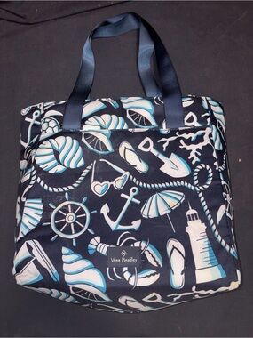 Vera Bradley Navy Coastal Print Cooler insulated Tote Bag